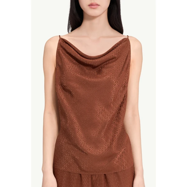 MM6 Maison Margiela Jacquard Top in Light Brown, view 5 | Tops | Luxury Shoes 