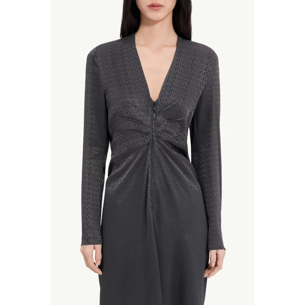 MM6 Maison Margiela Jacquard Wrap Dress in Black, view 5 | Midi Dresses | Luxury Shoes 