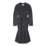 MM6 Maison Margiela Jacquard Wrap Dress in Black | Midi Dresses | Luxury Shoes 