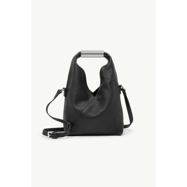 MM6 Maison Margiela Japanese Bag Jewel Handle Classic with Strap in Black, view 2 | Totes & Top-Handle Bags | Luxury Shoes 
