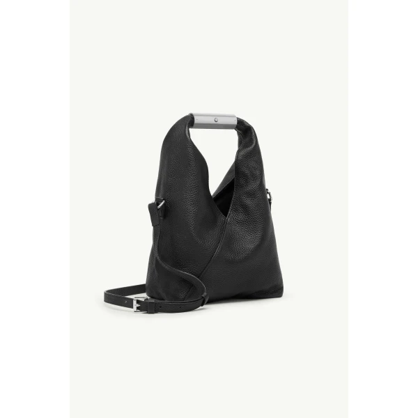 MM6 Maison Margiela Japanese Bag Jewel Handle Classic with Strap in Black, view 3 | Totes & Top-Handle Bags | Luxury Shoes 