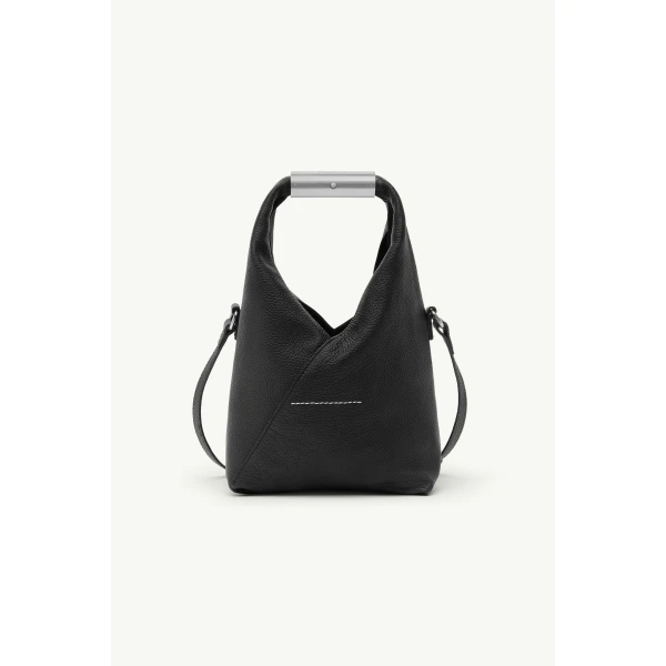MM6 Maison Margiela Japanese Bag Jewel Handle Classic with Strap in Black, view 4 | Totes & Top-Handle Bags | Luxury Shoes 