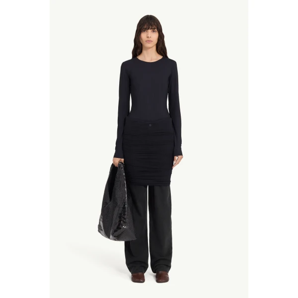 MM6 Maison Margiela Jeans with Overlay in Black, view 2 | Denim | Luxury Shoes 