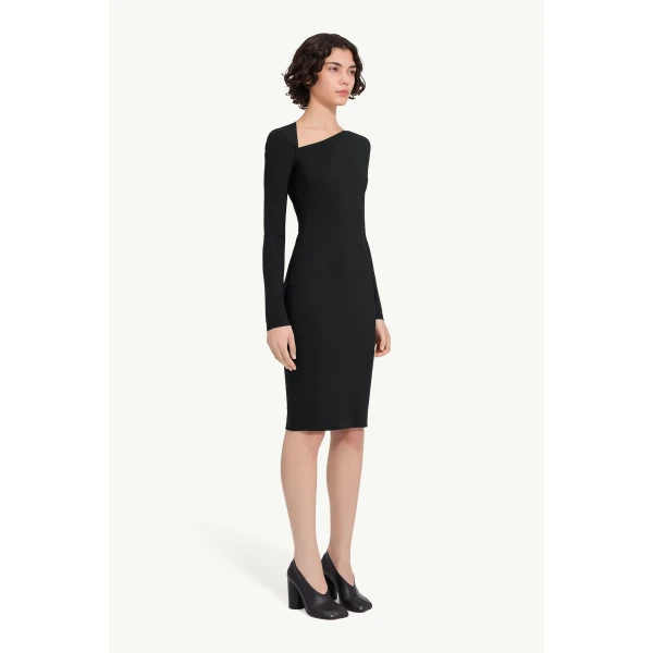 MM6 Maison Margiela Jersey Midi Dress in Black, view 3 | Midi Dresses | Luxury Shoes 