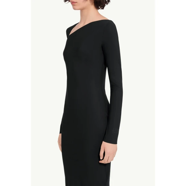 MM6 Maison Margiela Jersey Midi Dress in Black, view 5 | Midi Dresses | Luxury Shoes 