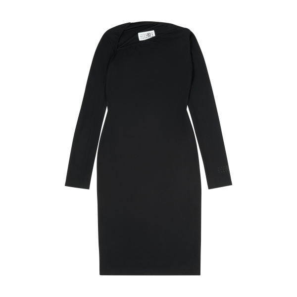 MM6 Maison Margiela Jersey Midi Dress in Black | Midi Dresses | Luxury Shoes 