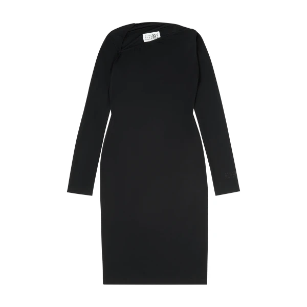 MM6 Maison Margiela Jersey Midi Dress in Black | Midi Dresses | Luxury Shoes 