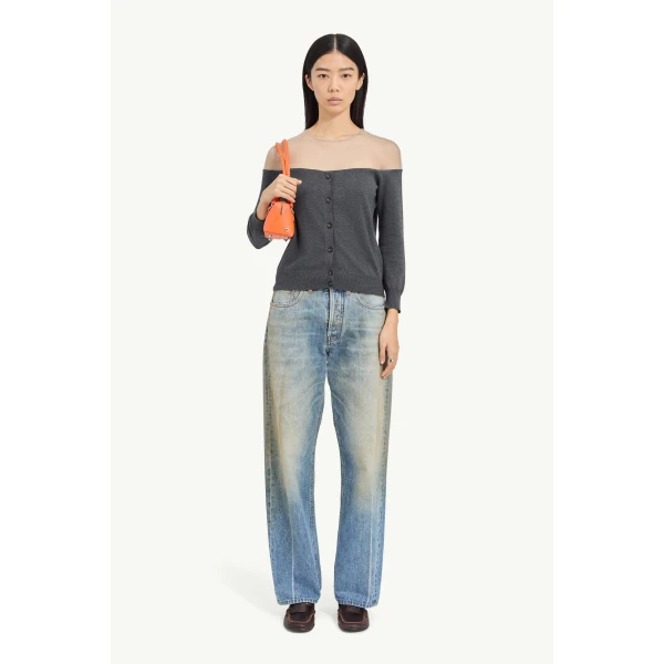 MM6 Maison Margiela Knit Cardigan in Dark Grey, view 2 | Cardigan | Luxury Shoes 