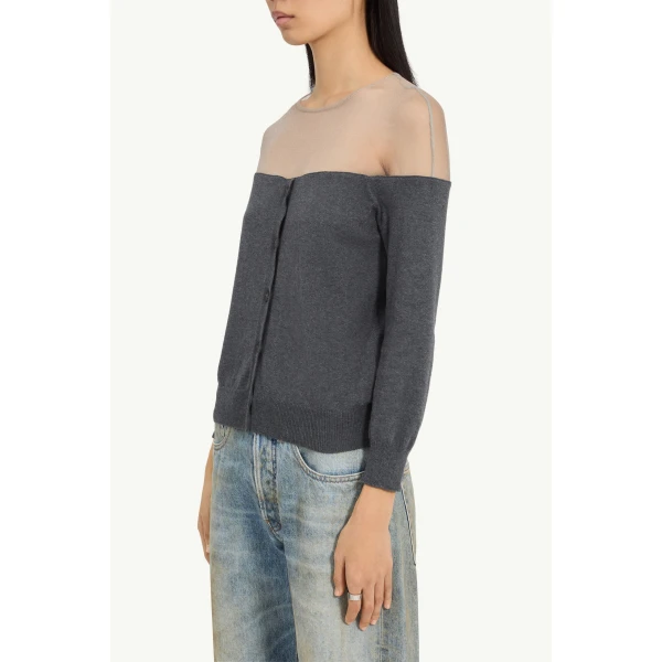 MM6 Maison Margiela Knit Cardigan in Dark Grey, view 5 | Cardigan | Luxury Shoes 