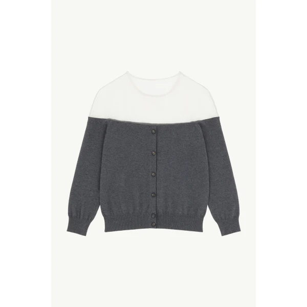MM6 Maison Margiela Knit Cardigan in Dark Grey, view 6 | Cardigan | Luxury Shoes 