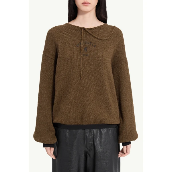 MM6 Maison Margiela Knit Jumper in Khaki, view 5 | Sweaters | Luxury Shoes 