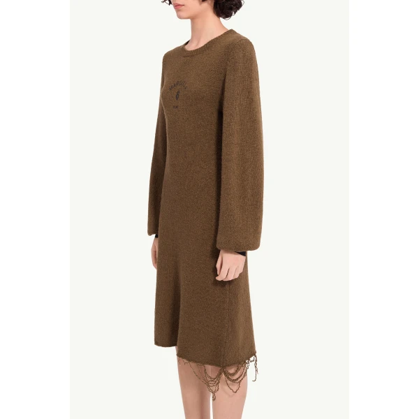 MM6 Maison Margiela Knit Midi Dress in Olive, view 5 | Midi Dresses | Luxury Shoes 
