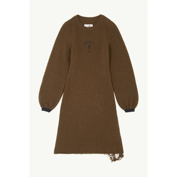 MM6 Maison Margiela Knit Midi Dress in Olive, view 6 | Midi Dresses | Luxury Shoes 