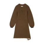 MM6 Maison Margiela Knit Midi Dress in Olive | Midi Dresses | Luxury Shoes 