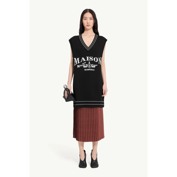 MM6 Maison Margiela Knitted Dress in Black, view 2 | Mini Dresses | Luxury Shoes 