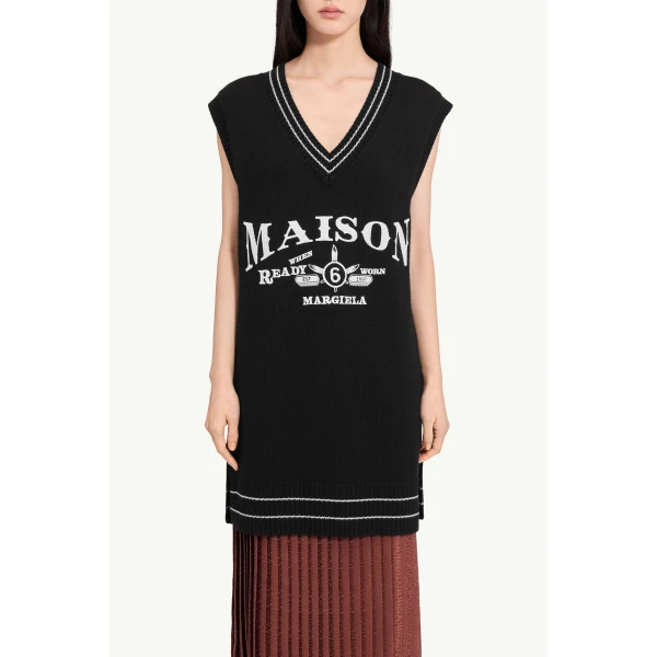 MM6 Maison Margiela Knitted Dress in Black, view 5 | Mini Dresses | Luxury Shoes 