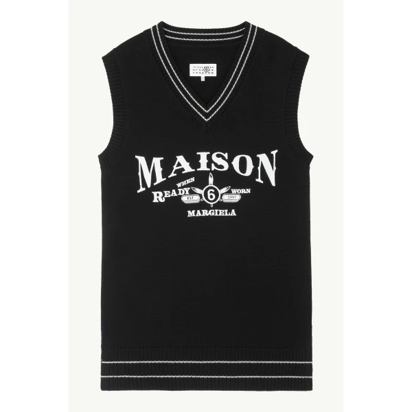 MM6 Maison Margiela Knitted Dress in Black, view 6 | Mini Dresses | Luxury Shoes 