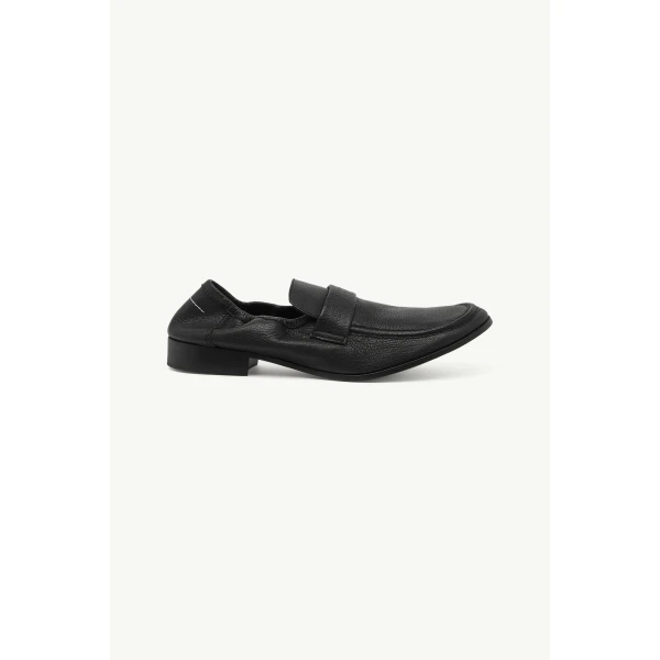 MM6 Maison Margiela Leather Swing Toe Loafers in Black, view 2 | Loafers | Luxury Shoes 