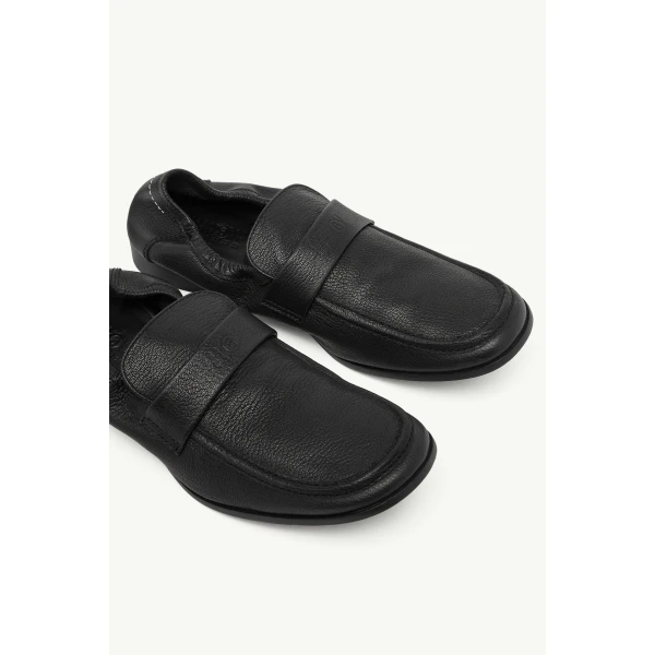MM6 Maison Margiela Leather Swing Toe Loafers in Black, view 5 | Loafers | Luxury Shoes 