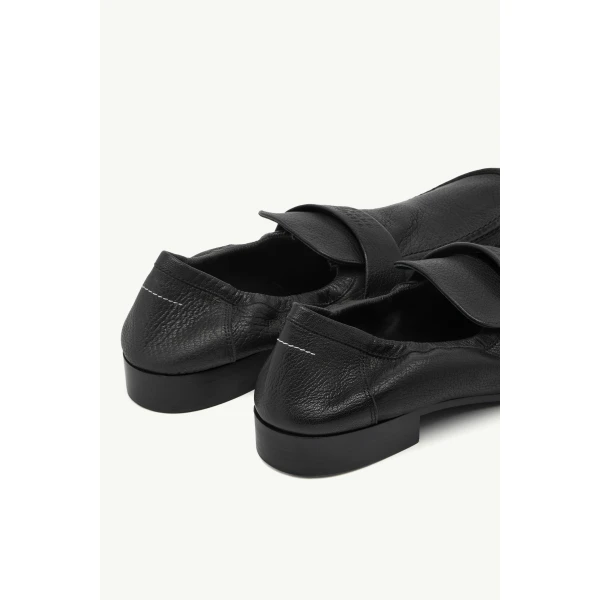 MM6 Maison Margiela Leather Swing Toe Loafers in Black, view 6 | Loafers | Luxury Shoes 