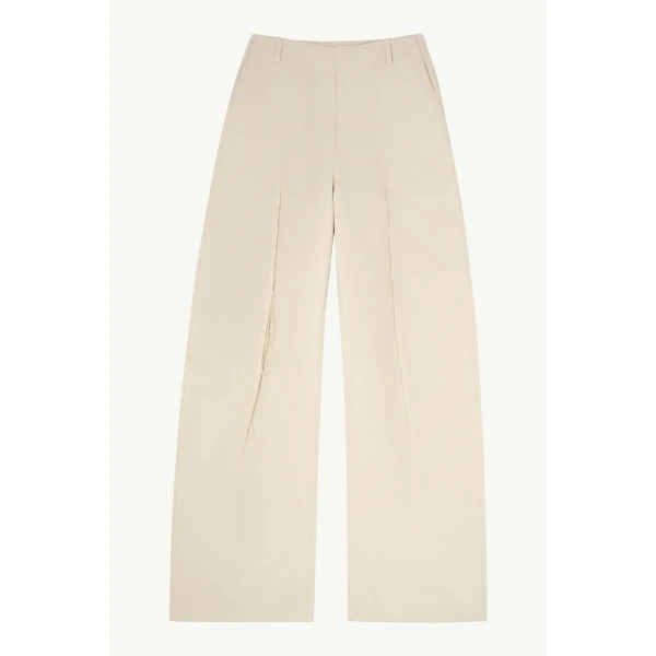 MM6 Maison Margiela Light Cotton Twill Wide-Leg Trousers in Ecru, view 6 | Wide leg pants | Luxury Shoes 