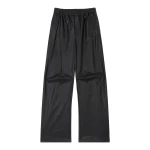 MM6 Maison Margiela Light Pleather Wide-Leg Trousers in Black | Wide leg pants | Luxury Shoes 