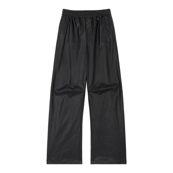 MM6 Maison Margiela Light Pleather Wide-Leg Trousers in Black | Wide leg pants | Luxury Shoes 