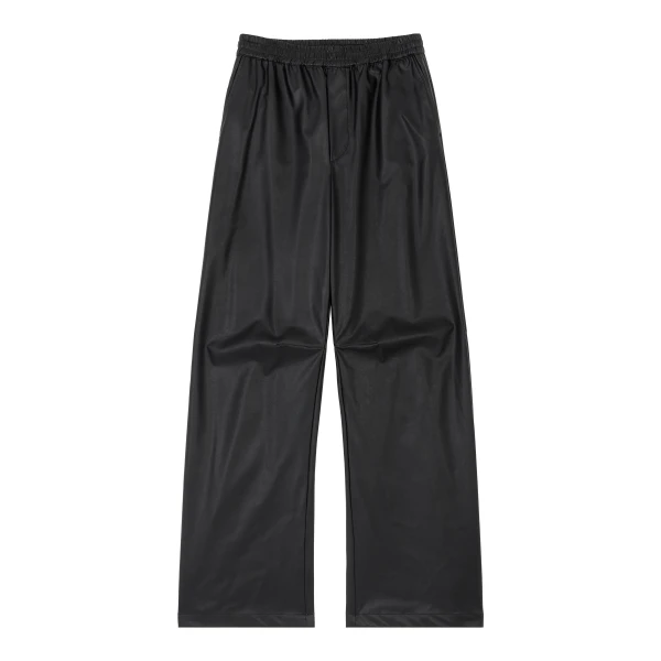 MM6 Maison Margiela Light Pleather Wide-Leg Trousers in Black | Wide leg pants | Luxury Shoes 