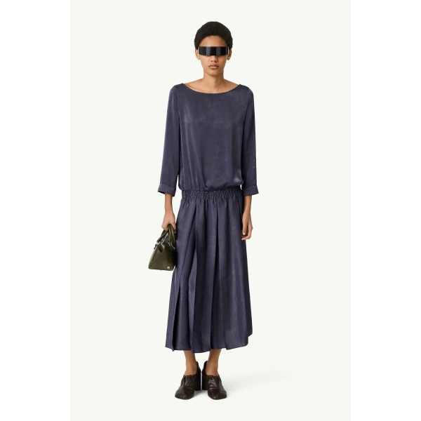 MM6 Maison Margiela Lining-Look Dress in Blue, view 2 | Maxi Dresses | Luxury Shoes 