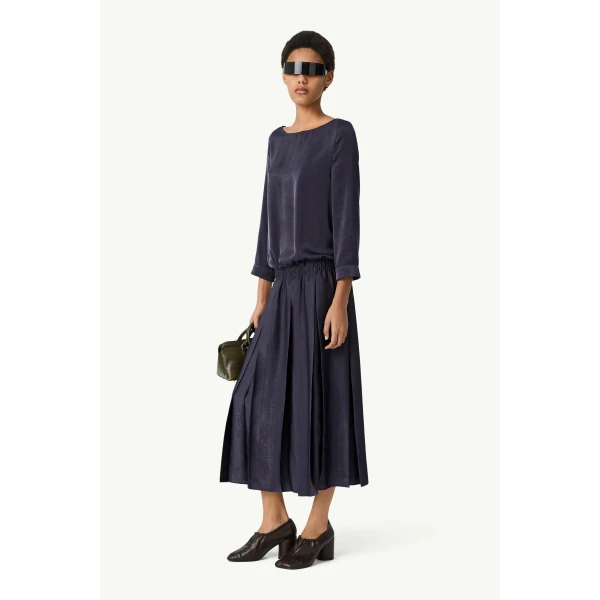 MM6 Maison Margiela Lining-Look Dress in Blue, view 3 | Maxi Dresses | Luxury Shoes 