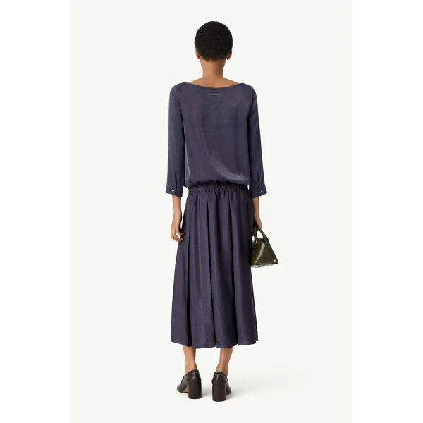 MM6 Maison Margiela Lining-Look Dress in Blue, view 4 | Maxi Dresses | Luxury Shoes 