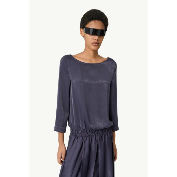 MM6 Maison Margiela Lining-Look Dress in Blue, view 5 | Maxi Dresses | Luxury Shoes 