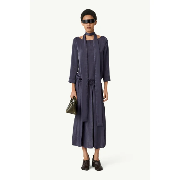 MM6 Maison Margiela Lining-Look Dress in Blue, view 6 | Maxi Dresses | Luxury Shoes 