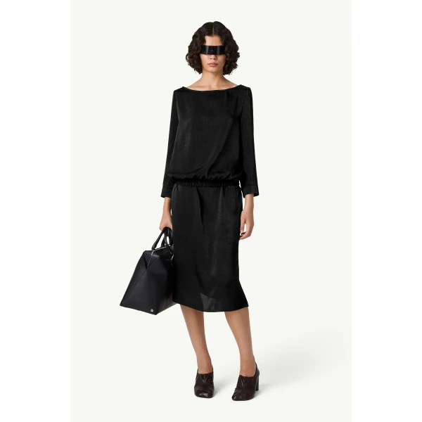MM6 Maison Margiela Lining-Look Top in Black, view 2 | Long Sleeve | Luxury Shoes 