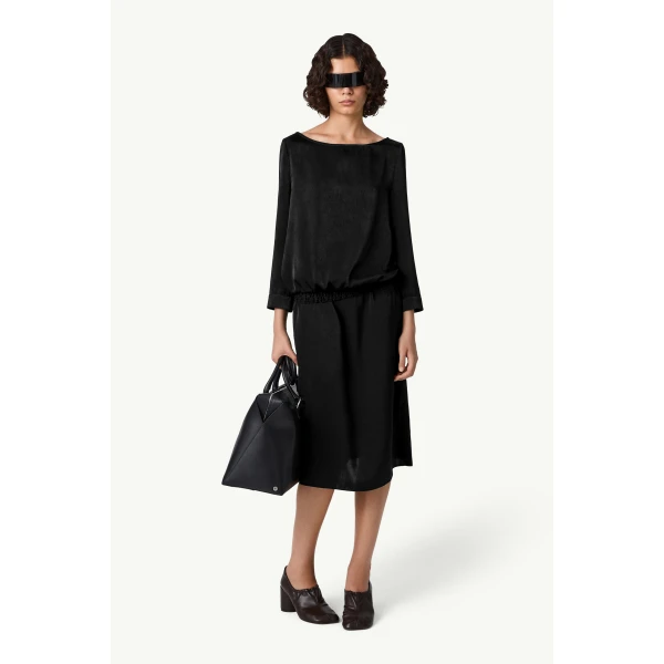 MM6 Maison Margiela Lining-Look Top in Black, view 6 | Long Sleeve | Luxury Shoes 