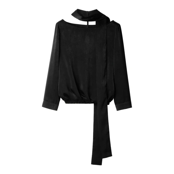 Lining-Look Top in Black