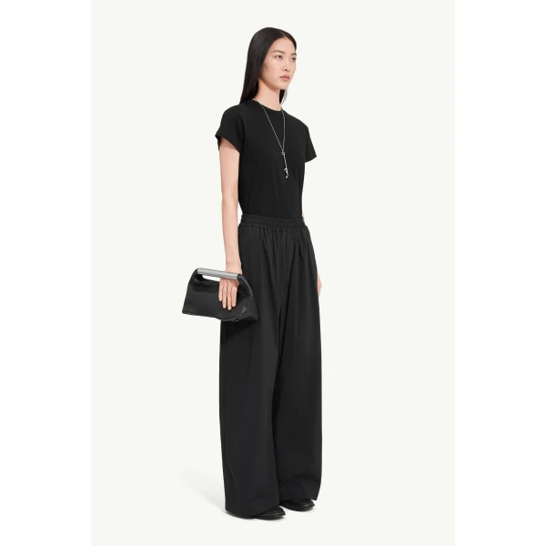 MM6 Maison Margiela Logo-Embroidered Nylon Drawstring Trousers in Black, view 3 | Sweatpants | Luxury Shoes 
