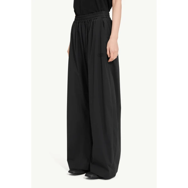 MM6 Maison Margiela Logo-Embroidered Nylon Drawstring Trousers in Black, view 5 | Sweatpants | Luxury Shoes 