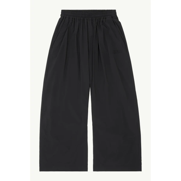 MM6 Maison Margiela Logo-Embroidered Nylon Drawstring Trousers in Black, view 6 | Sweatpants | Luxury Shoes 