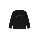 MM6 Maison Margiela Long-Sleeve Overdyed Handwritten-Print T-Shirt in Black | T-shirts | Luxury Shoes 