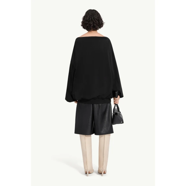 MM6 Maison Margiela Long-Sleeved Asymmetric Top in Black, view 4 | Long Sleeve | Luxury Shoes 