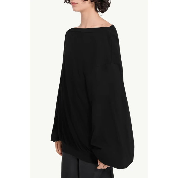 MM6 Maison Margiela Long-Sleeved Asymmetric Top in Black, view 5 | Long Sleeve | Luxury Shoes 