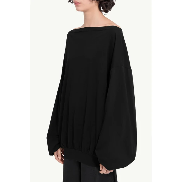 MM6 Maison Margiela Long-Sleeved Asymmetric Top in Black, view 6 | Long Sleeve | Luxury Shoes 