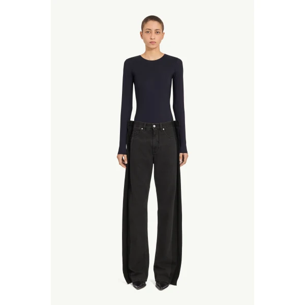MM6 Maison Margiela Lycra Jersey Bodysuit in Black, view 2 | Bodysuit | Luxury Shoes 