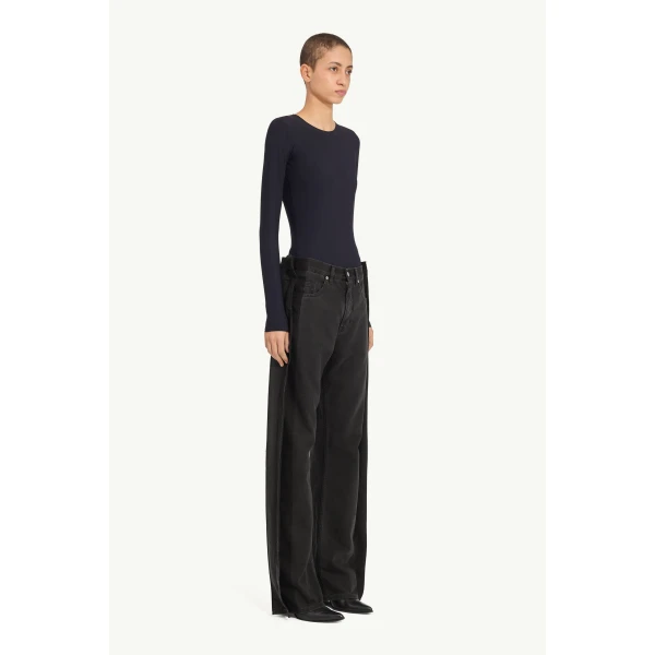 MM6 Maison Margiela Lycra Jersey Bodysuit in Black, view 3 | Bodysuit | Luxury Shoes 