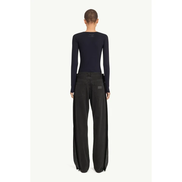MM6 Maison Margiela Lycra Jersey Bodysuit in Black, view 4 | Bodysuit | Luxury Shoes 