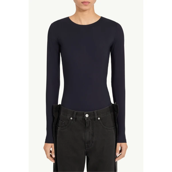 MM6 Maison Margiela Lycra Jersey Bodysuit in Black, view 5 | Bodysuit | Luxury Shoes 