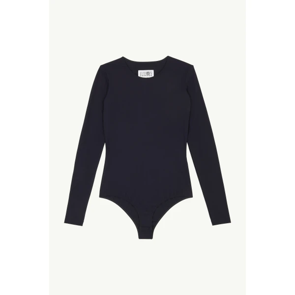 MM6 Maison Margiela Lycra Jersey Bodysuit in Black, view 6 | Bodysuit | Luxury Shoes 