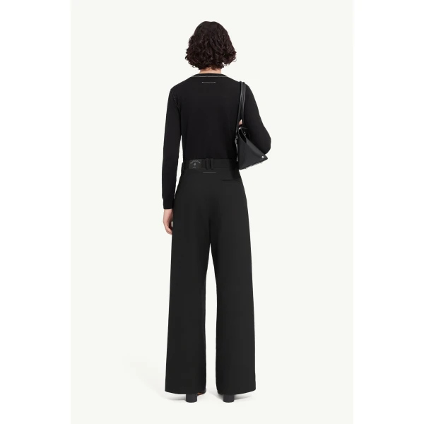 MM6 Maison Margiela Mannequin Label Wool Blend Pleated Trousers in Anthracite, view 4 | Tailored pants | Luxury Shoes 