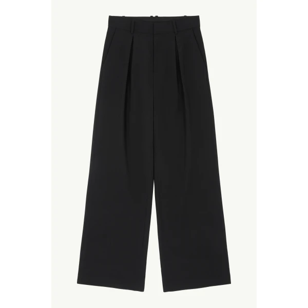 MM6 Maison Margiela Mannequin Label Wool Blend Pleated Trousers in Anthracite, view 6 | Tailored pants | Luxury Shoes 